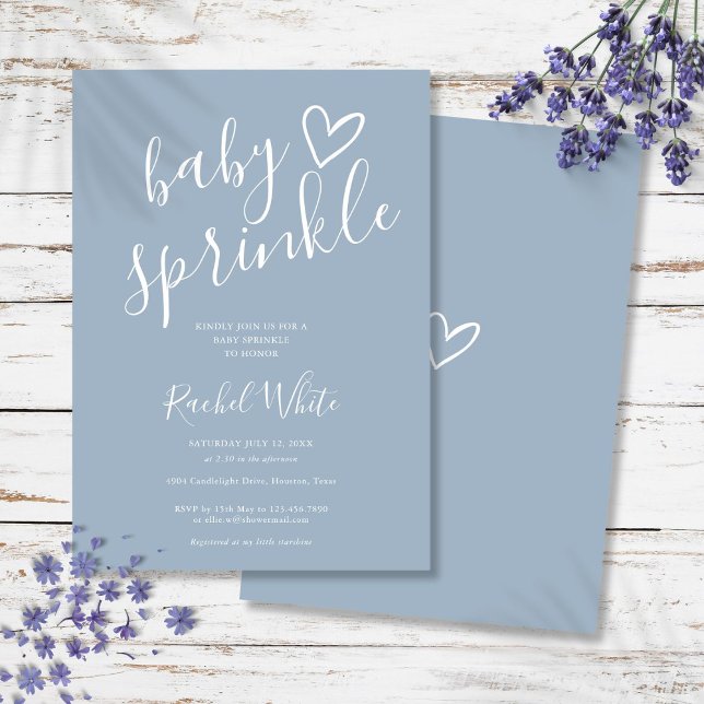 Invitación Ducha de Sprinkle para Niño Bebé Azul Polvoriento (Dusty Blue Baby Boy Baby Sprinkle Shower Invitation)