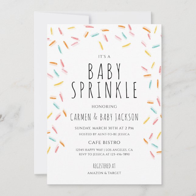 Invitación Ducha de Sprinkles para Bebé (Anverso)