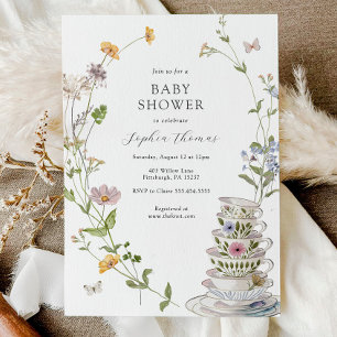 Invitación Ducha de té de flores silvestres para bebé