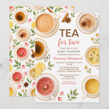 Ducha de té para dos acuarela para bebé