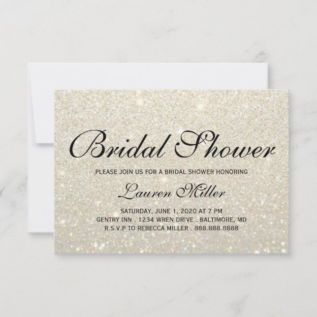 Invitación - Ducha de Tejido Blanco Dorado (Anverso)