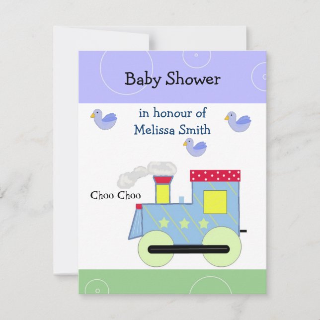 Invitación Ducha de tren Choo Choo para bebé (Anverso)