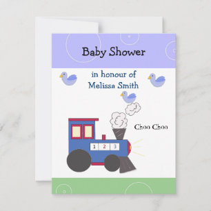 Invitación Ducha de tren Choo Choo para bebé