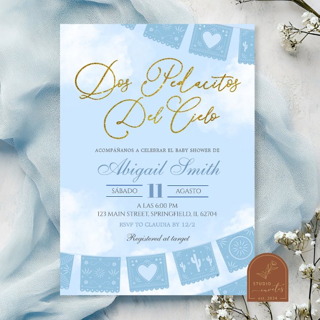 Invitación ducha de TWINS Blue Spanish pedacito del cielo (Subido por el creador)