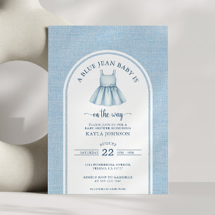 Invitación Ducha de vaqueros azules Arco elegante niña