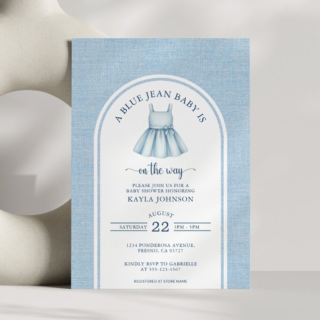 Invitación Ducha de vaqueros azules Arco elegante niña (Subido por el creador)