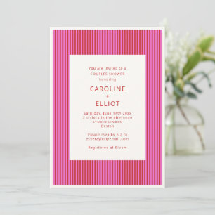 Invitación Ducha de verano de parejas con franja rosa brillan