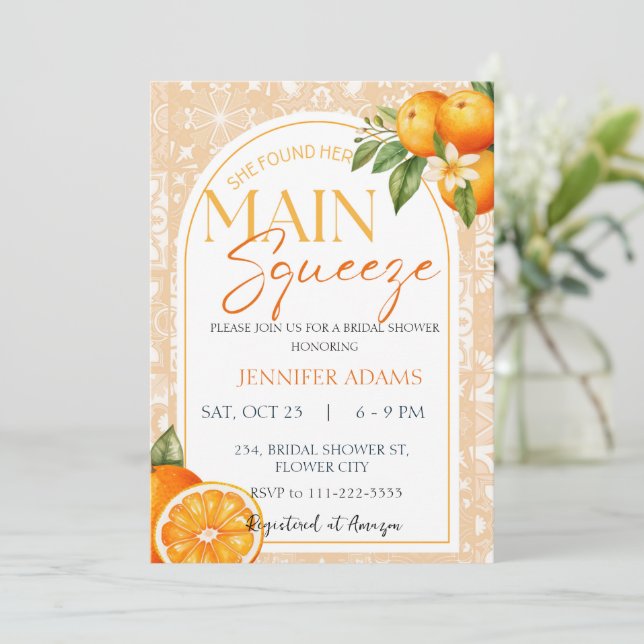 Invitación Ducha de verano de verano de Naranja de hielo prin (Anverso de pie)