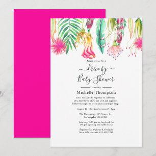 Invitación Ducha de verano tropical rosa caliente al pasar en