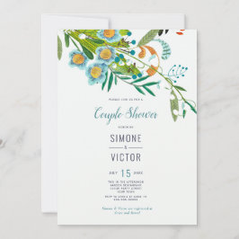 Invitación Ducha del Boho Modern Floral Lily of Valley Couple