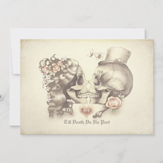 Invitación Ducha del Día de la Pareja de Calavera de las Pare (Anverso)