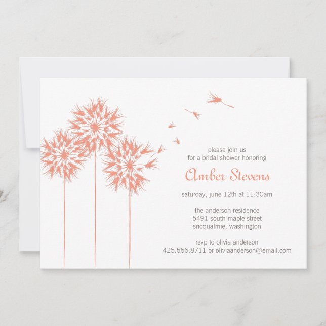 Invitación Ducha del diente de león/invitación flotantes del (Anverso)