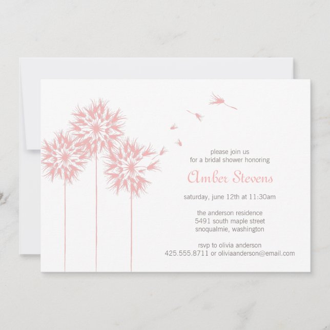 Invitación Ducha del diente de león/invitación flotantes del (Anverso)