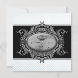Invitación Ducha del Príncipe Corona Azul Príncipe Bebé Niño
