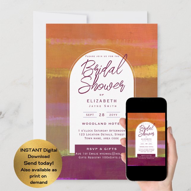 Invitación Ducha DIGITAL BRIDAL invitan a Naranja de ciruelas (Subido por el creador)