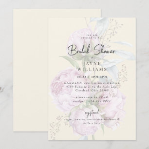 Invitación Ducha dorada amarilla de novia floral rosa