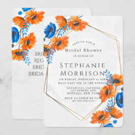 Invitación Ducha dorada de adormidera azul y Naranja