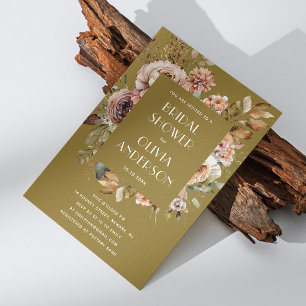 Invitación Ducha dorada de novias Jardín de Boho Rústico