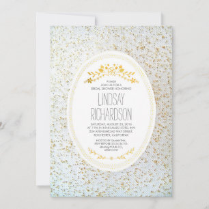 Invitación Ducha dorada de nueces blancas florales