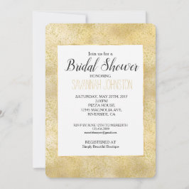 Invitación Ducha dorada de polvo esparcido de confetti