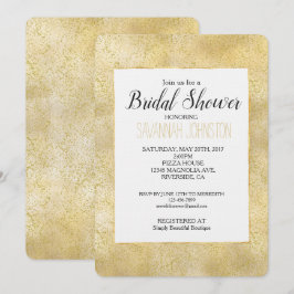Invitación Ducha dorada de polvo esparcido de confetti