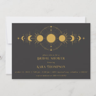 Invitación Ducha dorada mística de luna moderna de miel