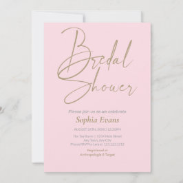 Invitación Ducha dorada plateada suave rosa de color dorado m