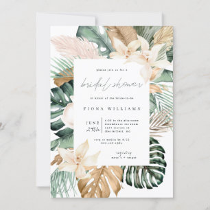 Invitación Ducha dorada tropical floral