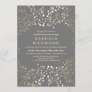 Invitación Ducha dorada y grisácea de la novia
