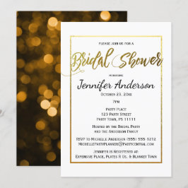 Invitación Ducha dorada y negra de novias