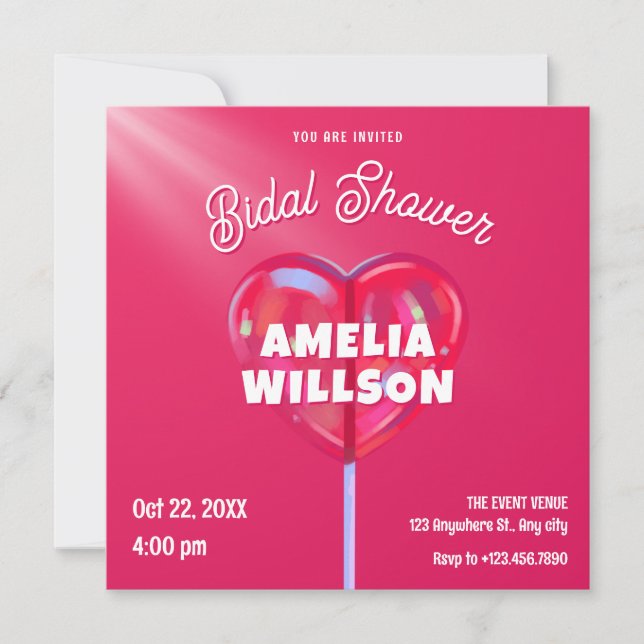 Invitación Ducha dulce dulce de dulce de caramelo holográfico (Anverso)