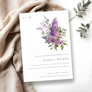 Invitación Ducha Dusky Lilac Green Cottage Floral Couples