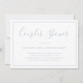 Invitación Ducha Dusty Azul Elegante Parejas Tradicional Duch