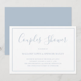 Invitación Ducha Dusty Azul Elegante Parejas Tradicional Duch