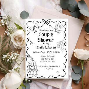 Invitación Ducha elegante de la pareja Drenada de Mano