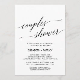 Invitación Ducha elegante de parejas de caligrafía blanca y n
