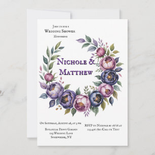 Invitación Ducha elegante de parejas púrpura y magenta
