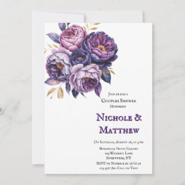 Invitación Ducha elegante de parejas púrpura y magenta