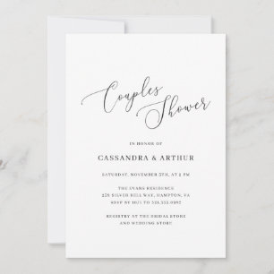 Invitación Ducha elegante de parejas simples blancas y negras