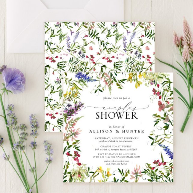 Invitación Ducha elegante de verano de las parejas de flores  (Subido por el creador)