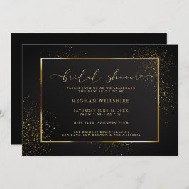 Invitación DUCHA | Elegante Purpurina negro y oro