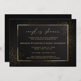 Invitación DUCHA | Elegante Purpurina negro y oro