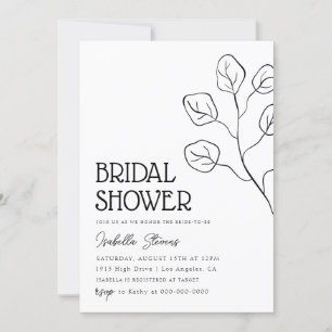Invitación Ducha Escolar Mínima De Arte De Línea Floral
