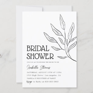 Invitación Ducha Escolar Mínima De Arte De Línea Floral