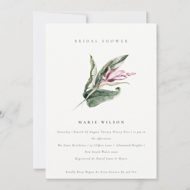 Invitación Ducha esporádica esporádica esporádica floral rosa (Anverso)