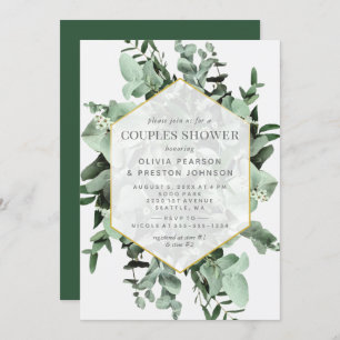 Invitación Ducha Eucalyptus and Greenery Watercolor Couples