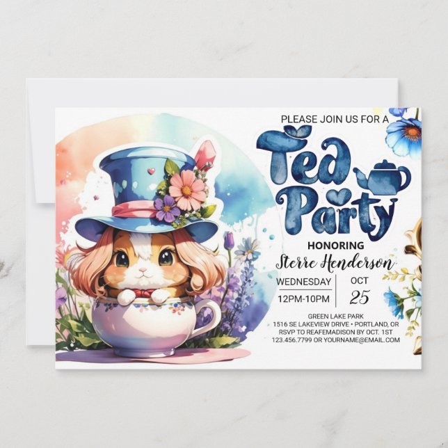Invitación Ducha Fiesta de té de maravilla de un niño (Anverso)