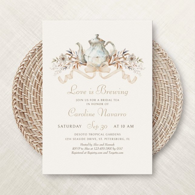 Invitación Ducha Fiesta de té de novia de otoño en Teapot (Subido por el creador)