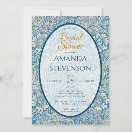 Invitación Ducha Floral Azul de la Novia Marigold William Mor