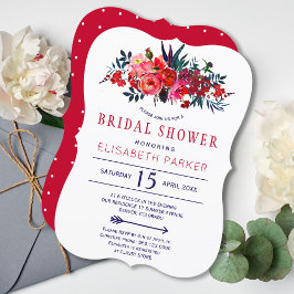 Invitación Ducha floral bohemia floral marina roja